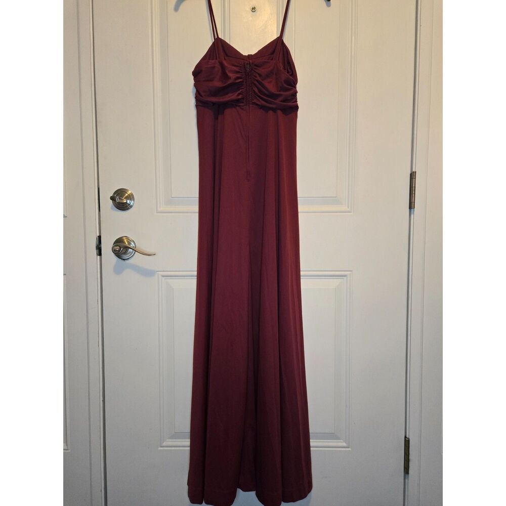 70s Burgundy Maxi Slip Dress Dark Romantic Vamp Whimsigoth Spaghetti Strap Flowy